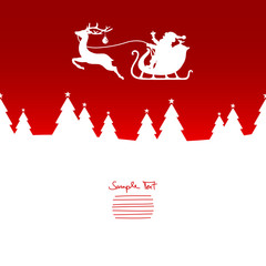 Santa´s Sleigh Flying Over Forest Red