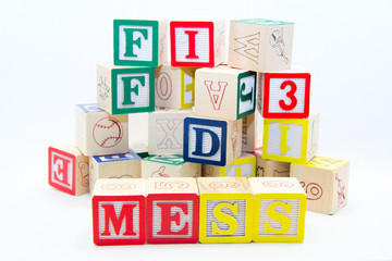 Alphabet Mess over white