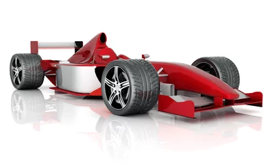 Foto op Aluminium afbeelding rode sportwagen op een witte achtergrond © mrgarry
