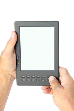 electronic book in hands