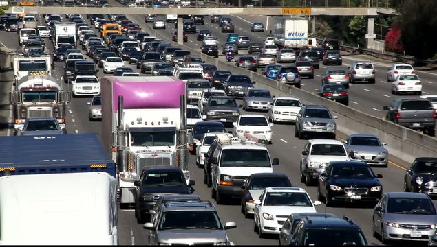 Traffic jam on Los Angeles Freeway