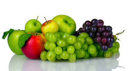 Ripe juicy fruits isolated on white
