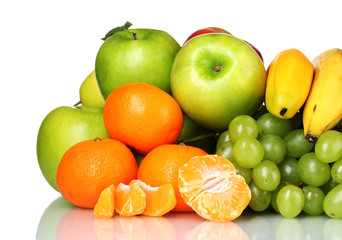 Ripe juicy fruits isolated on white