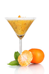 Smoothies of orange in glass isolated on white