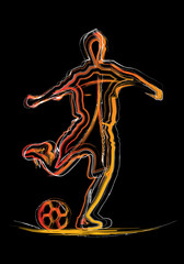 Obraz na płótnie Canvas The silhouette of the soccer