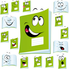 exercise book cartoon with many expressions
