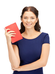 happy and smiling woman with book