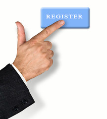 Man pressing register button