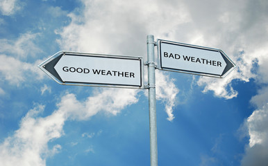 Road signs to good and bad wather