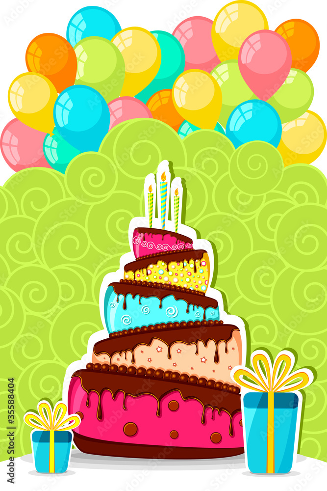 Canvas Prints birthday cake wit balloon