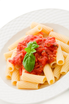 Pasta Al Pomodoro Fresco - Maccheroni - Isolated