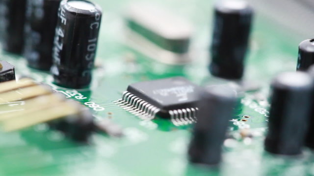 Printed circuit board with radio components rotates clockwise