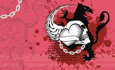 heraldic heart ribbon black7