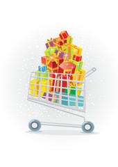Shopping trolley full of gifts