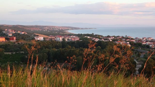 Top view of a coastal town