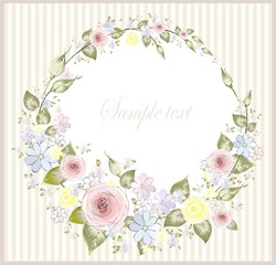 Greeting card with rose. Illustration  roses.