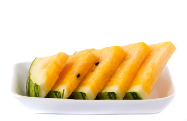 slice yellow watermelon