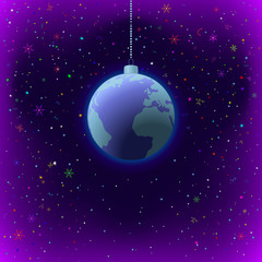 Obraz premium Christmas background, Earth in space