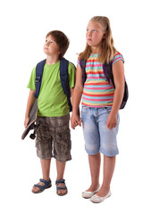 Fototapeta premium Portrait of happy kids over isolated background