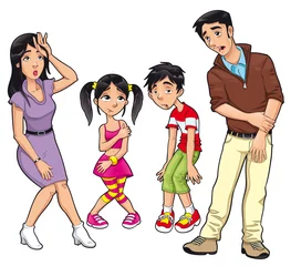 Fotobehang Sick family. Vector cartoon and isolated characters. © ddraw
