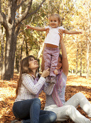 girlfriends and little child at the park.