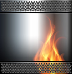 Abstract background metallic with fire flame. - obrazy, fototapety, plakaty