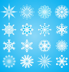 vector snowflakes set on blue background