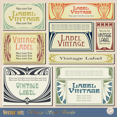 vintage style labels on different topics