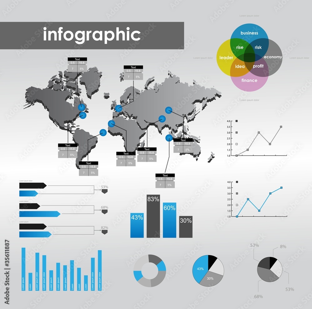 Poster infographic vector graphs and elements. vector illustration.