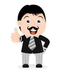 Businessman Cartoon Showing Succes Sign