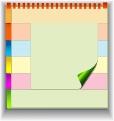 background with note pad and label for messages