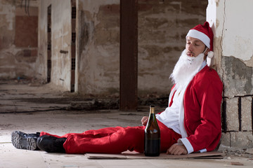 Drunken Santa Sleeping on the Floor