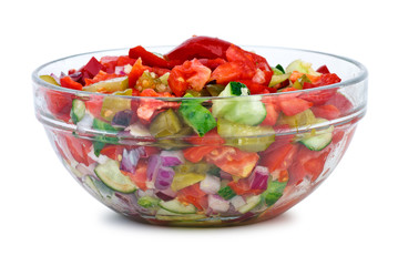Glass bowl with vegetable salad © Roman Ivaschenko