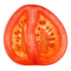 Slice of tomato isolated on white background
