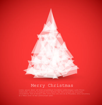 Vector modern card with abstract white christmas tree