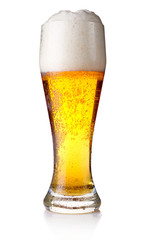 Full glass of beer isolated on white