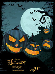 Vector Hallowen template  with pumpkins