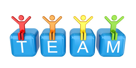 Team of 3D small people.