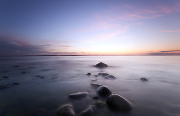 Fototapeta na wymiar Ocean twilight scene, southern of Sweden