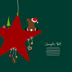 Teddy Sitting On Red Star & Symbols