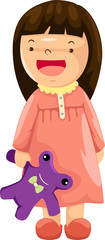 girl in pajamas with toy