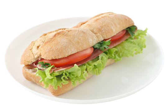 sandwich with ham and lettuce
