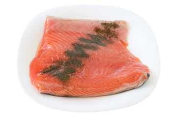 salted salmon on a plate