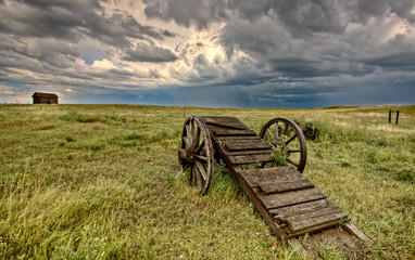 Old Prairie Wheel Cart Saskatchewan