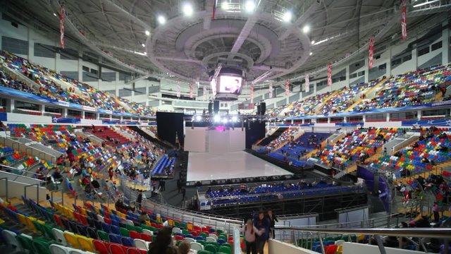 Overview of sport Arena after ice show