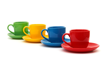 Multicolored cups in stack