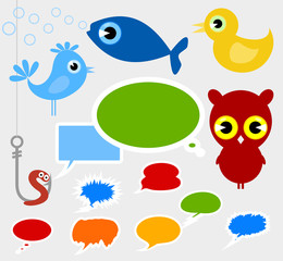 Set of icons a cartoon film of animals