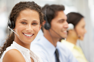 Businesswoman wearing headset
