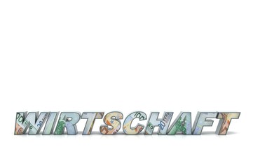 Schriftzug WIRTSCHAFT bebildert