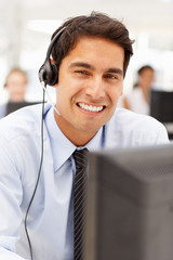 Businessman wearing headset